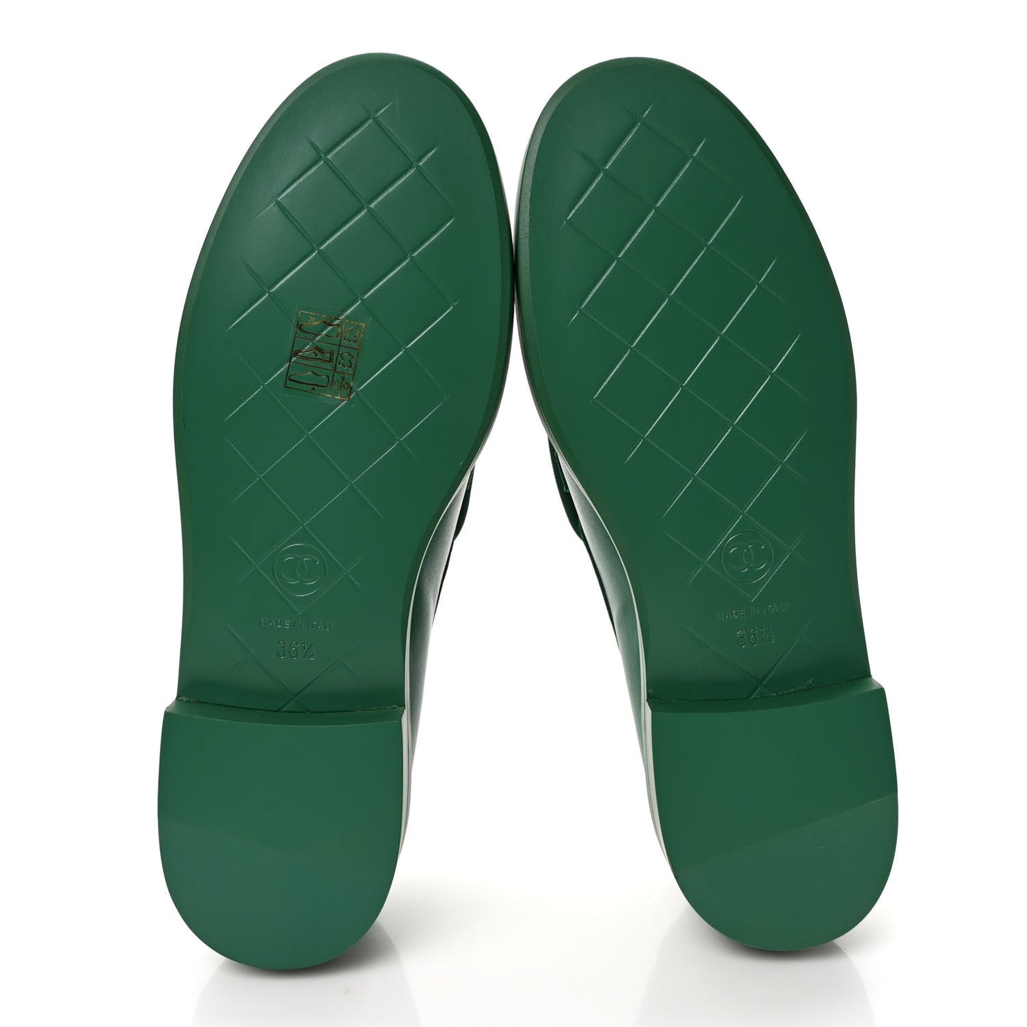 Lambskin Quilted CC Turnlock Loafers 36.5 Green