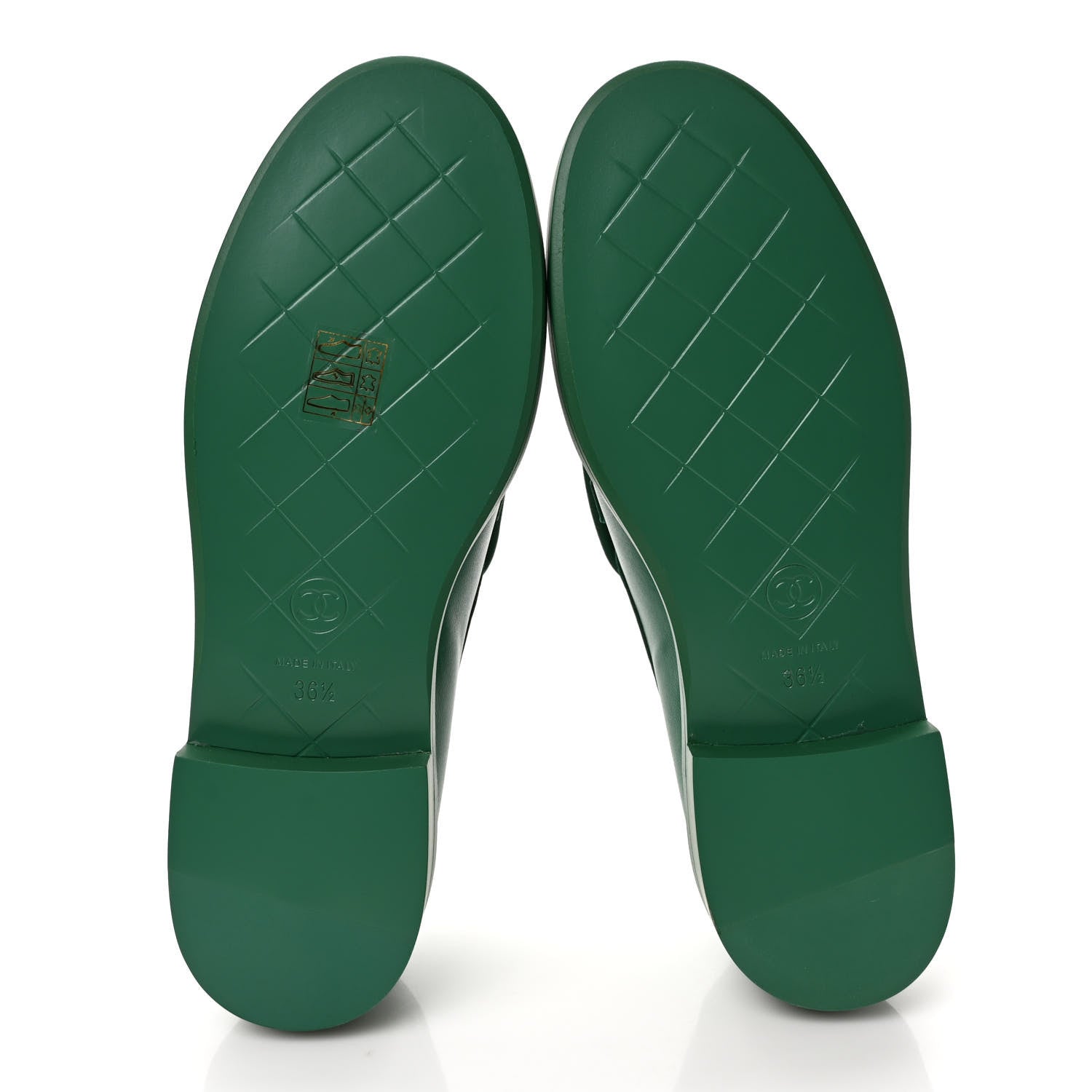 Chanel Lambskin Quilted CC Turnlock Loafers 36.5 Green 5 of 9