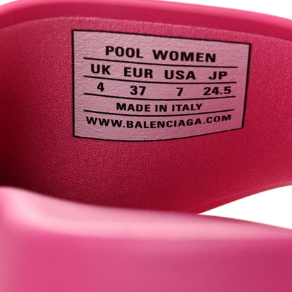 Balenciaga Rubber Allover Logo Womens Pool Slide Sandals 37 Pink Black 7 of 7
