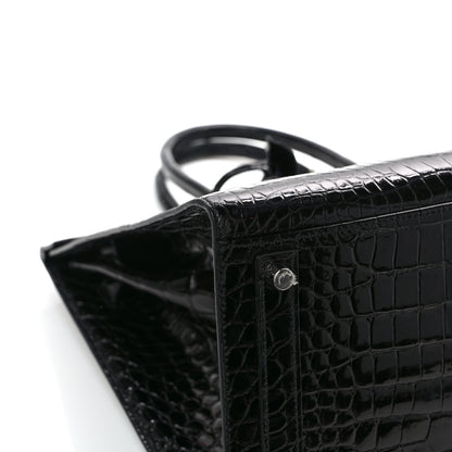 Hermes Shiny Porosus Crocodile Birkin Sellier 35 Black 11 of 16