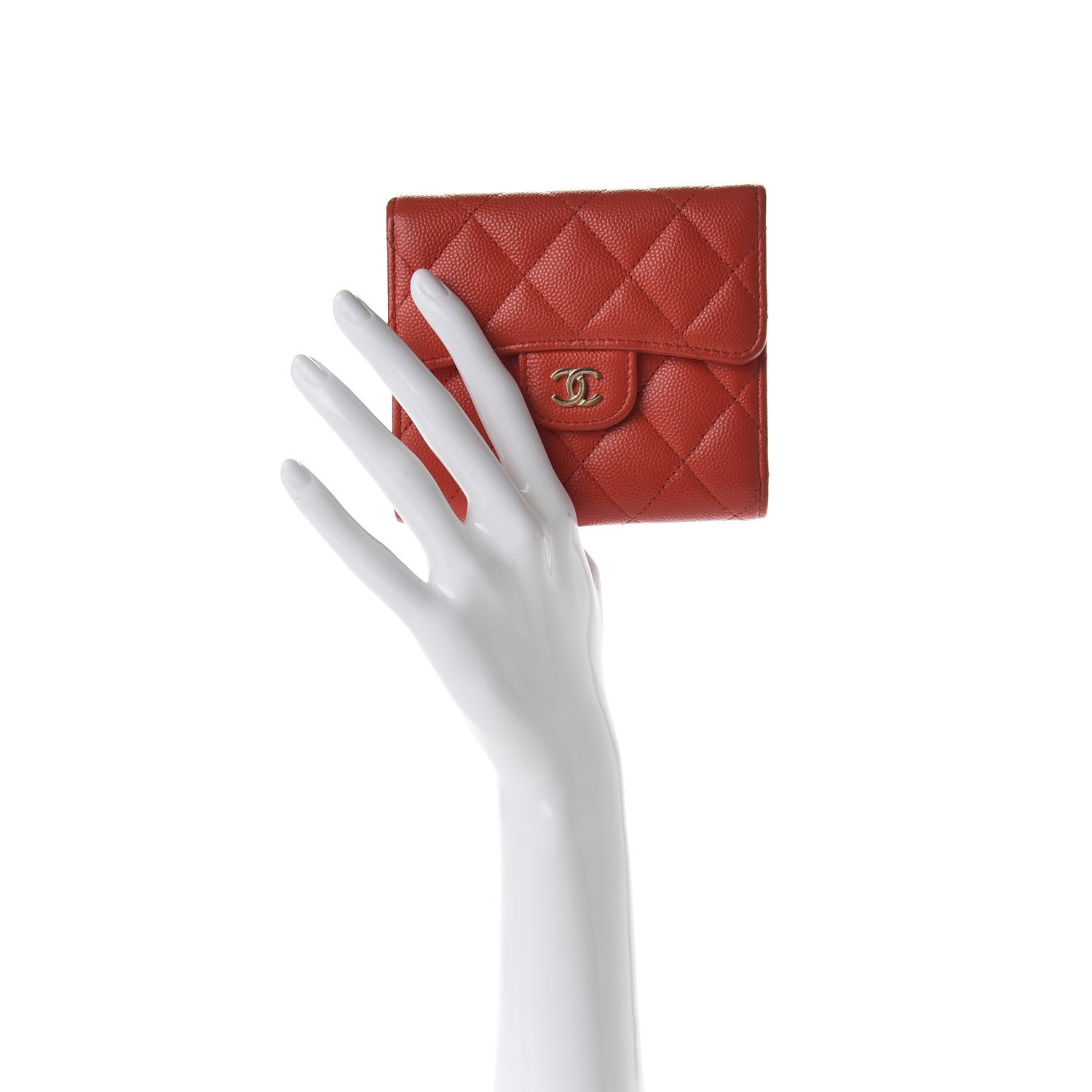 Chanel Caviar Quilted Compact Flap Wallet Red 2 of 8