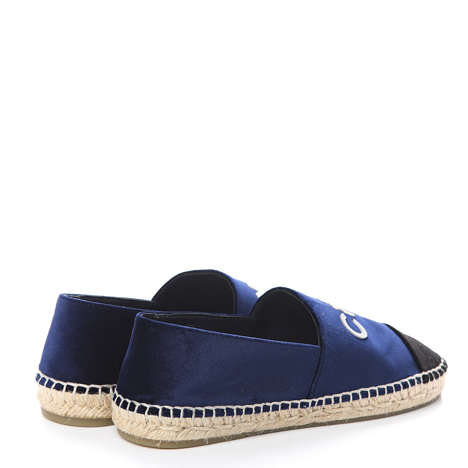 Chanel Velvet Logo Espadrilles 36 Navy Black 4 of 7