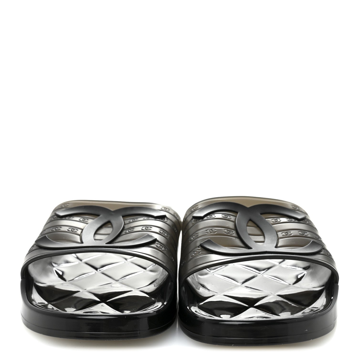 Chanel PVC Transparent CC Flat Slide Sandals 39 Black 3 of 8