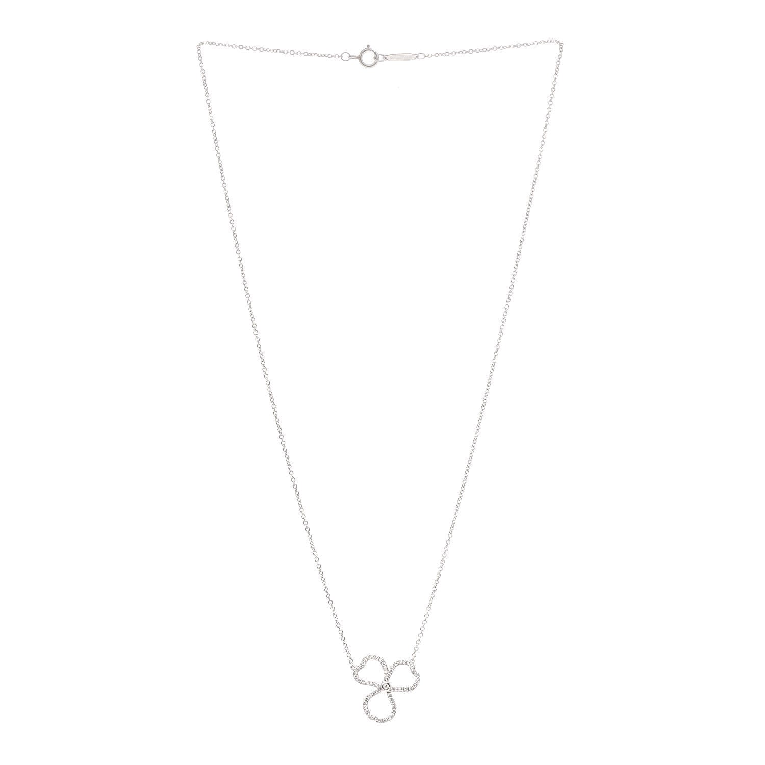 Tiffany Platinum Diamond Small Paper Flowers Pendant Necklace 3 of 6