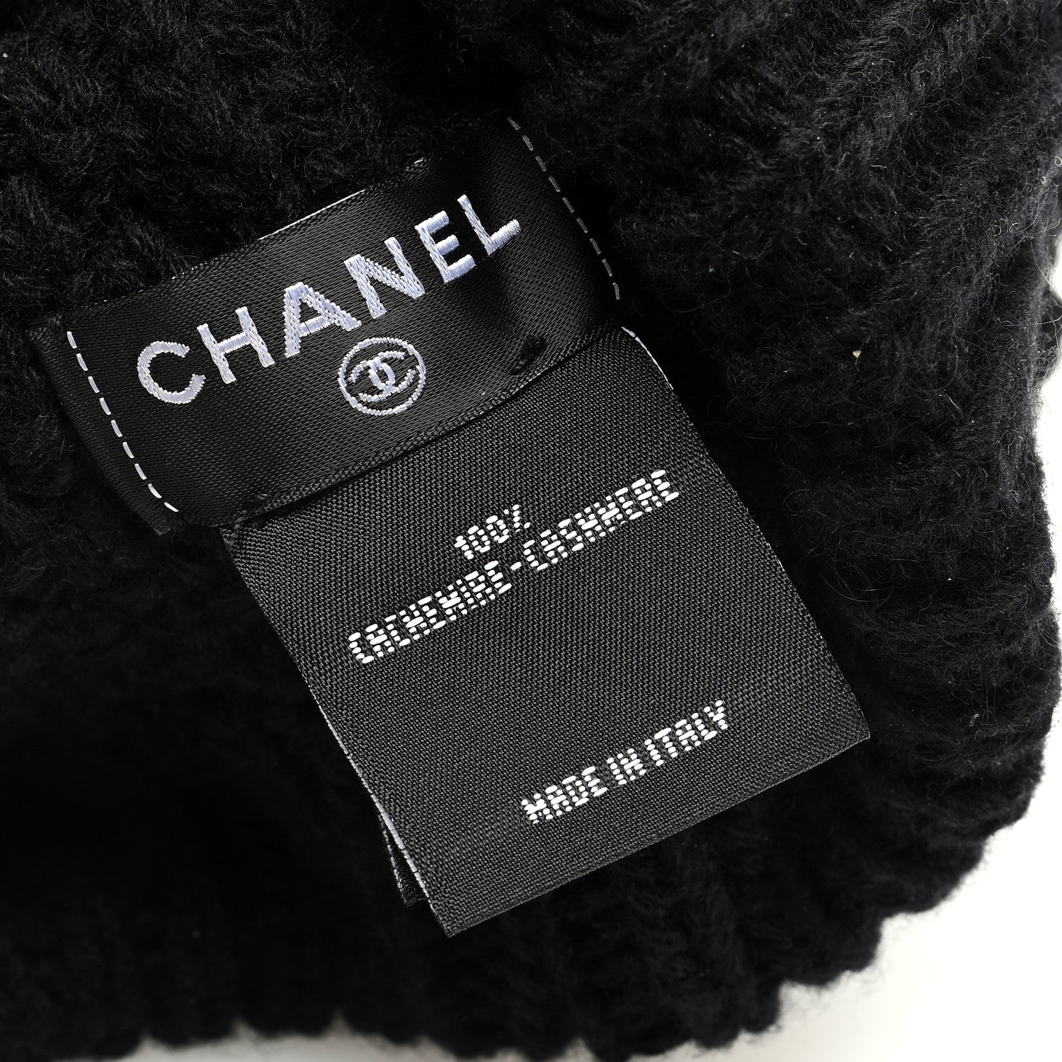 Chanel Cashmere CC Beanie Hat Black 5 of 5