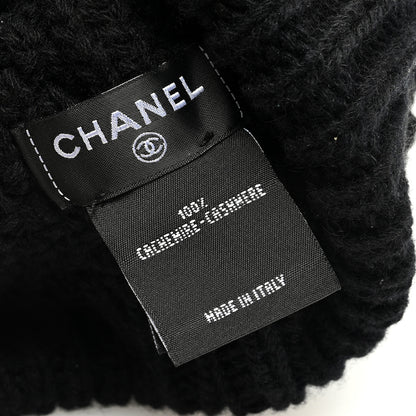 Chanel Cashmere CC Beanie Hat Black 5 of 5