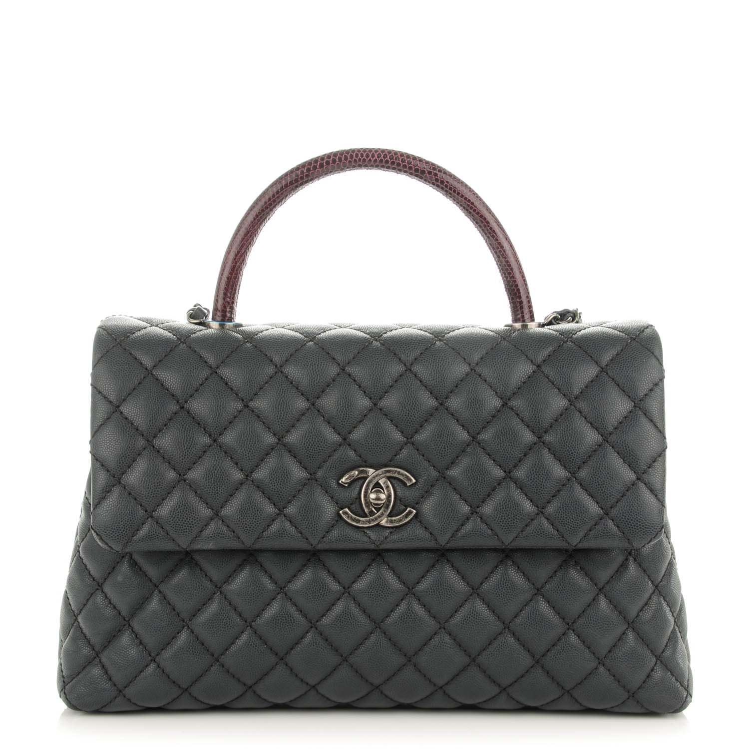 Chanel Caviar Lizard Quilted Medium Coco Handle Flap Grey 1 of 8
