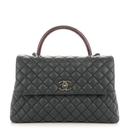 Chanel Caviar Lizard Quilted Medium Coco Handle Flap Grey 1 of 8
