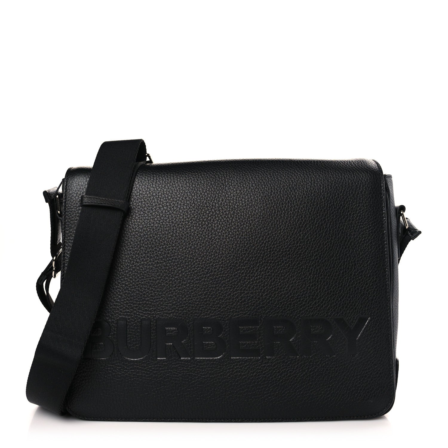 Burberry Grainy Calfskin Embossed Bruno Messenger Black 1 of 8