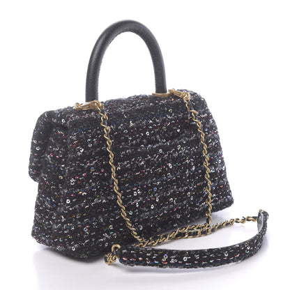 Chanel Tweed Sequin Mini Coco Handle Flap Black 3 of 11