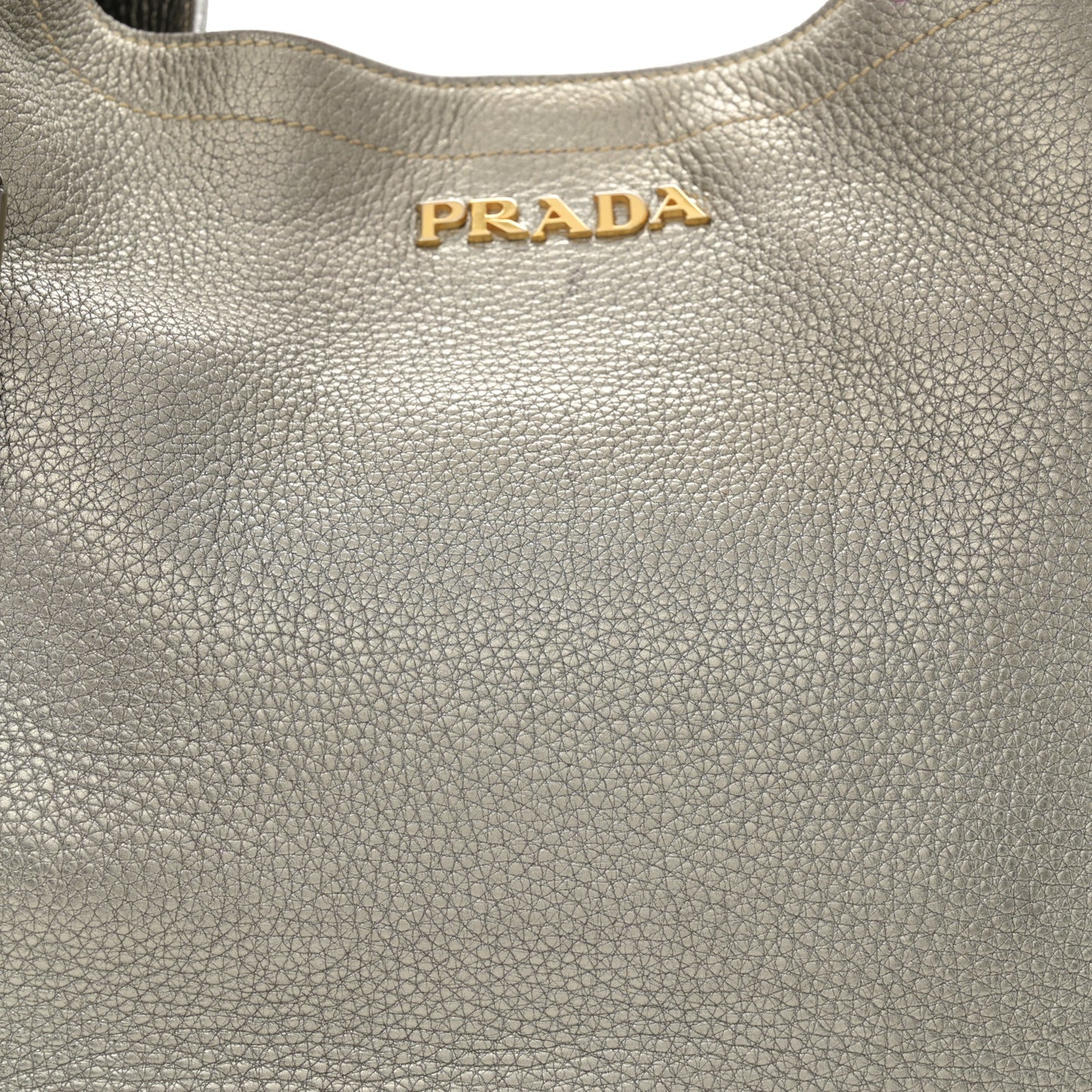 Metallic Vitello Daino Side Pocket Hobo Acciaio