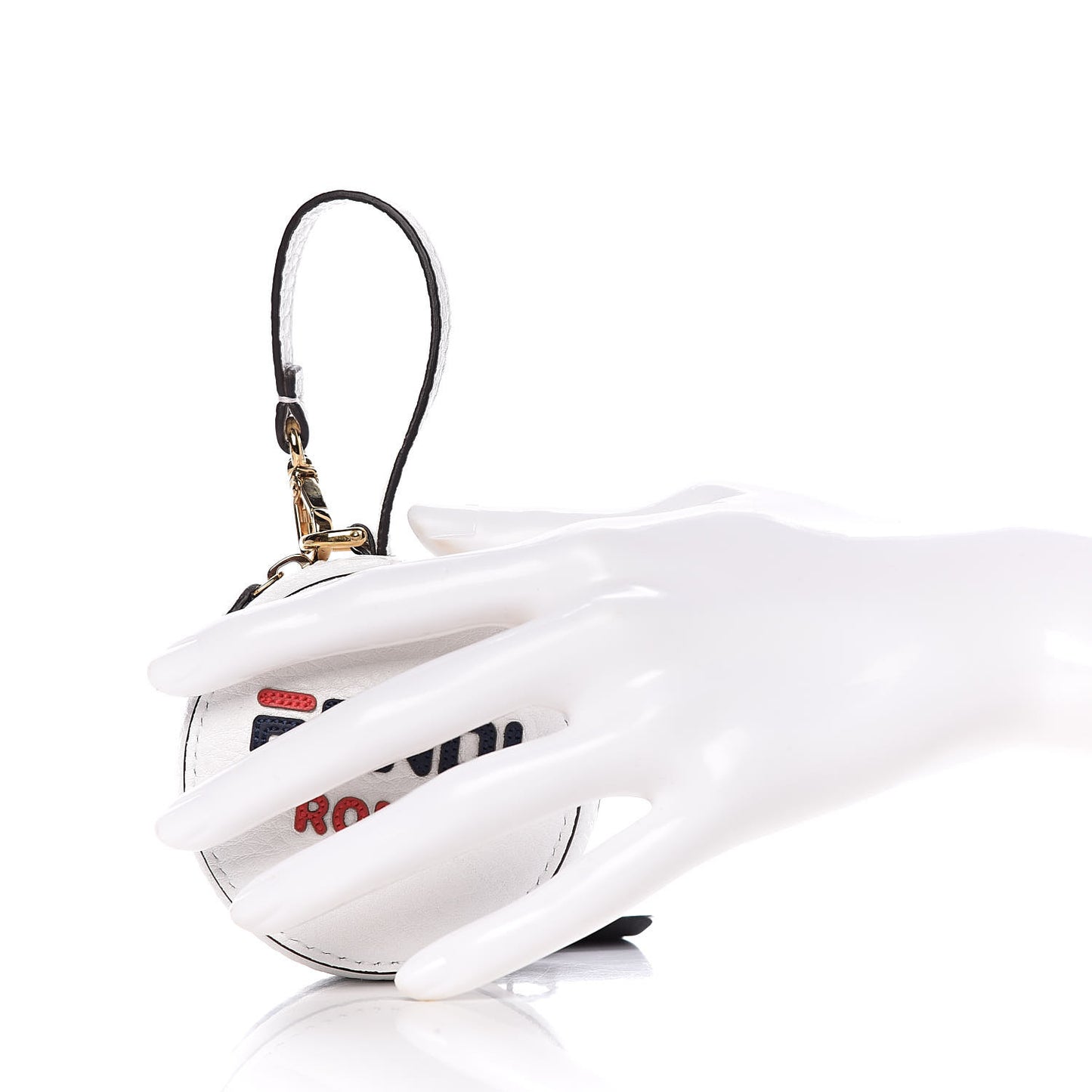 X FILA Calfskin Mania Backpack Help Bag Charm White Blueberry Multicolor