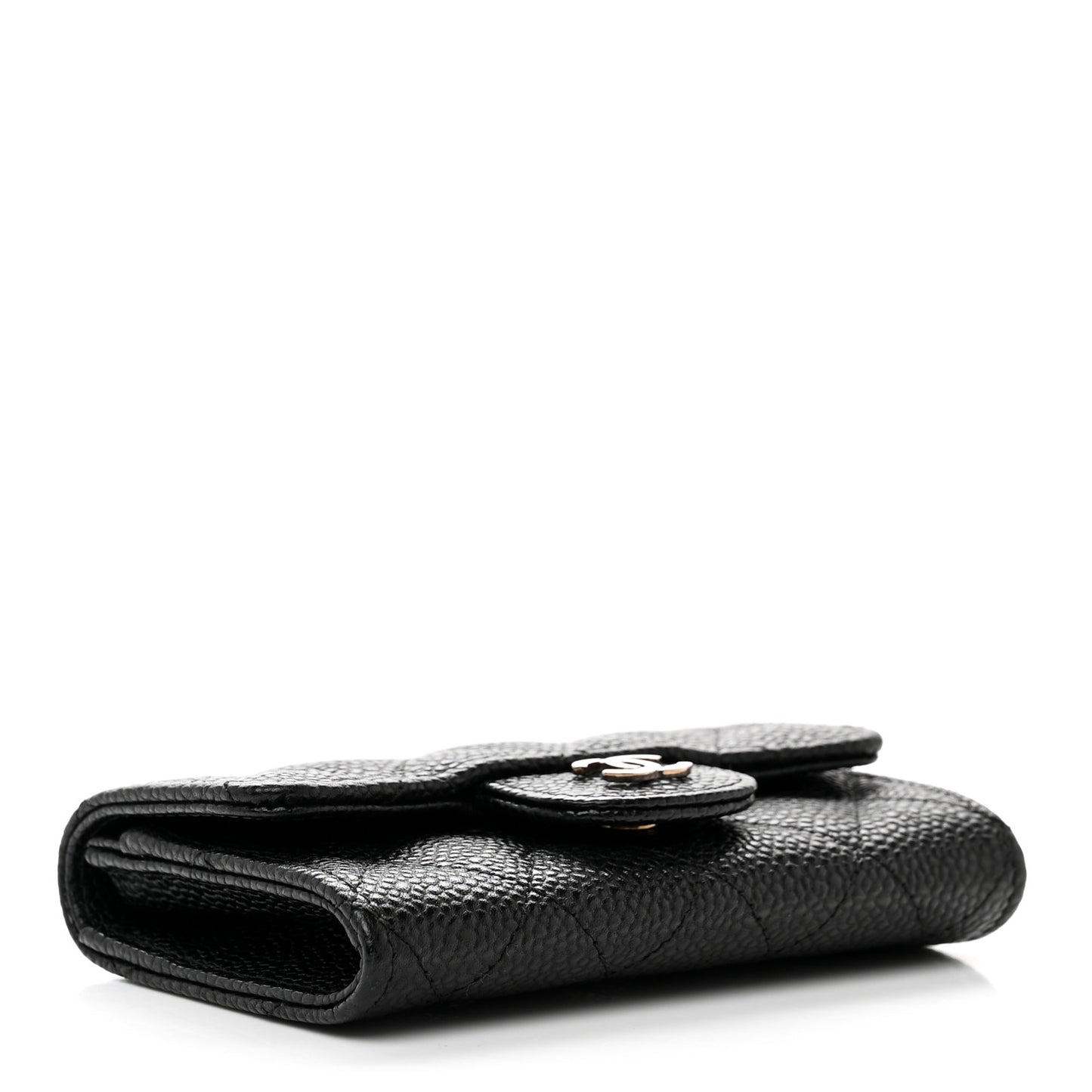 Caviar Quilted Flap Card Holder Black