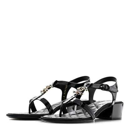 Chanel Patent CC Logo Thong Sandals 39.5 Black 4 of 10