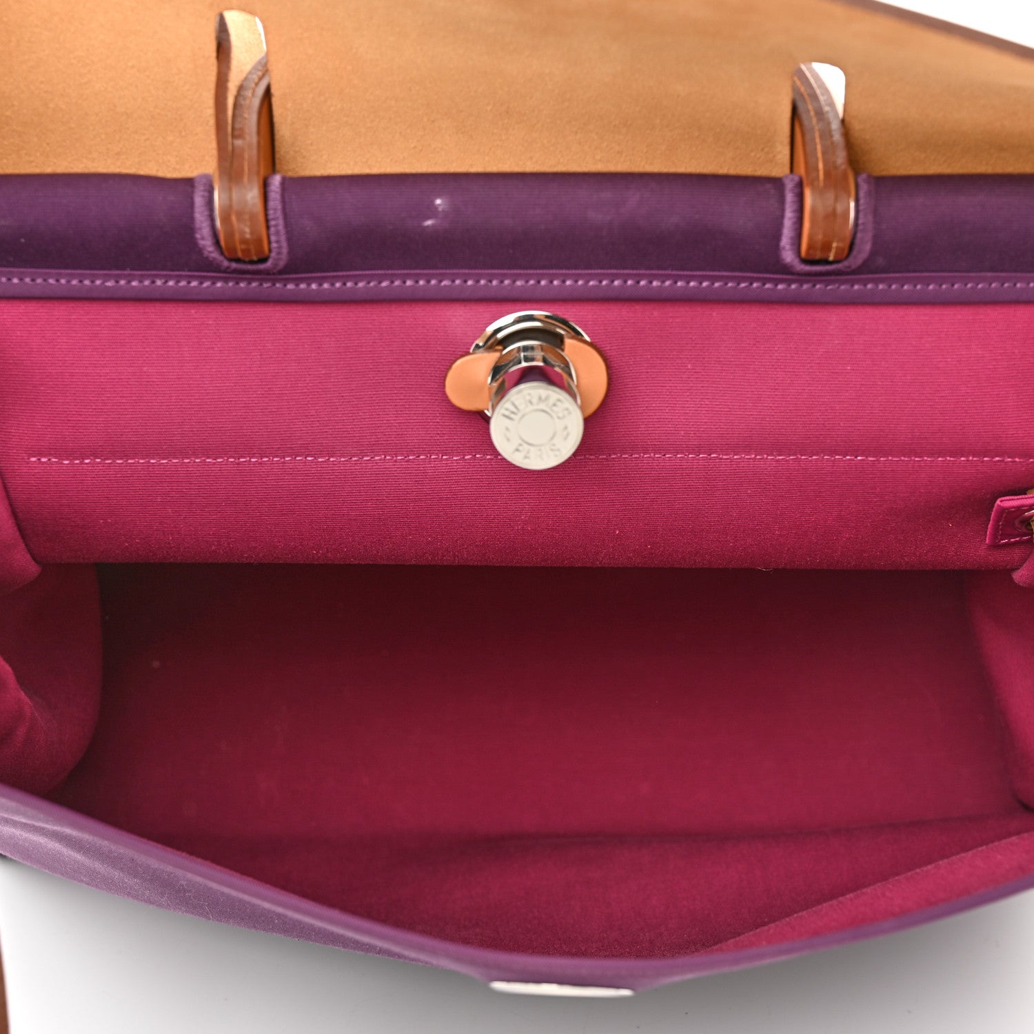 Hermes Toile Vache Hunter Herbag Zip 39 MM Cassis Fauve 6 of 15