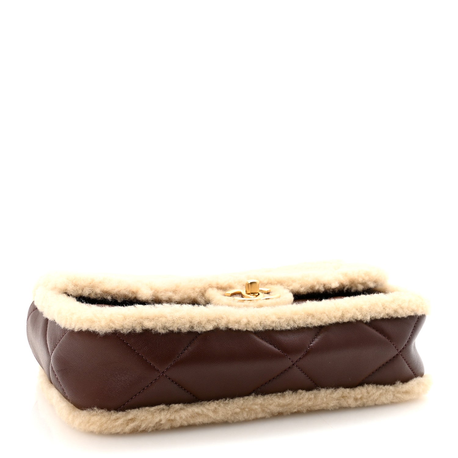 Chanel Shearling Lambskin Quilted Furry Coco Flap Beige Dark Brown 4 of 11