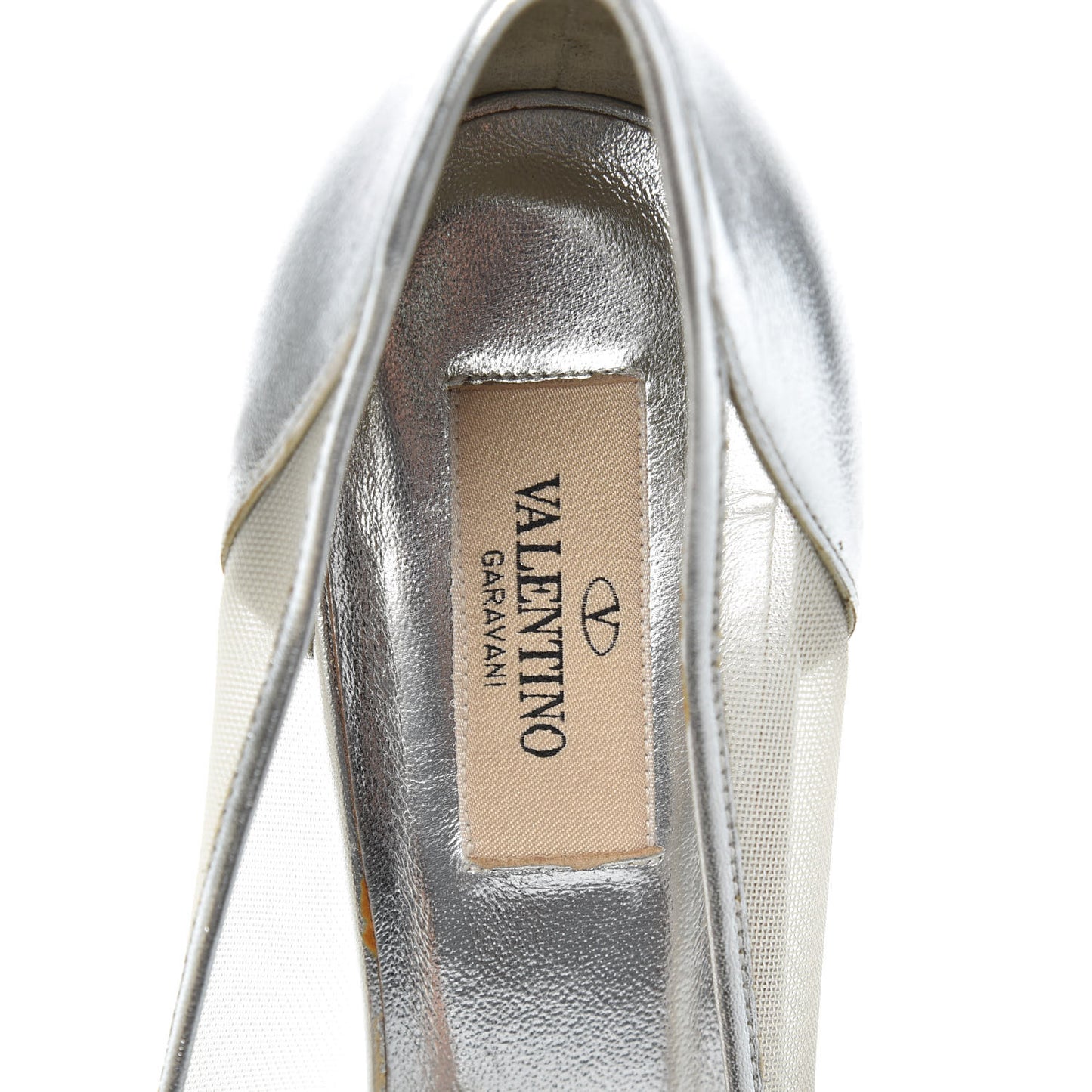 Metallic Nappa Mesh Crystal Pearl Peep Toe Pumps 37 Silver