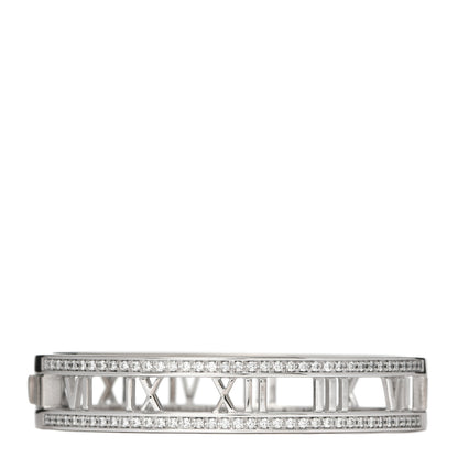 Tiffany 18K White Gold Diamond Atlas Open Hinged Bangle Bracelet 1 of 5