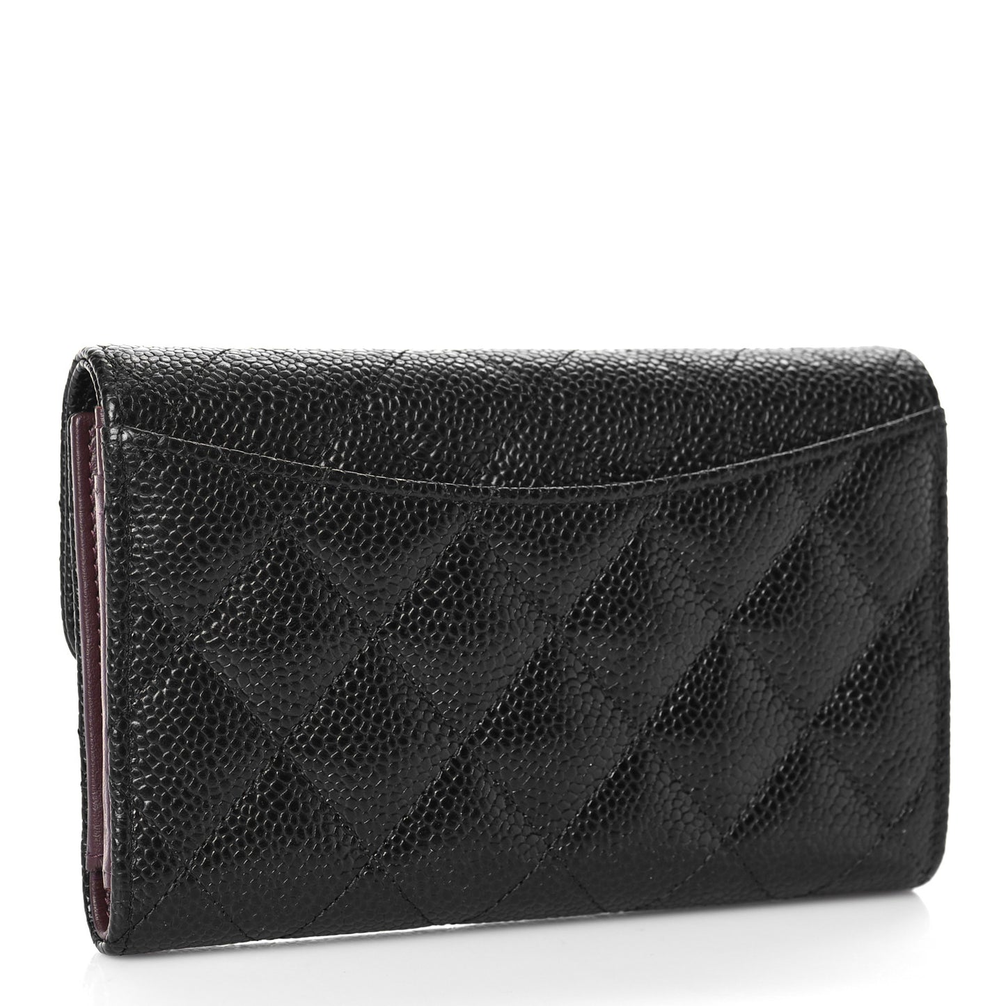 Caviar Quilted Medium Flap Wallet Black