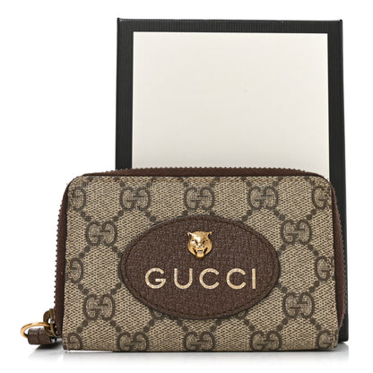 Gucci GG Supreme Monogram Neo Vintage Zip Around Card Case Beige Crop New Acero 7 of 7