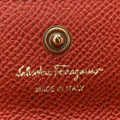 Salvatore Ferragamo Grained Calfskin Flap Chain Card Holder Ramas 6 of 7