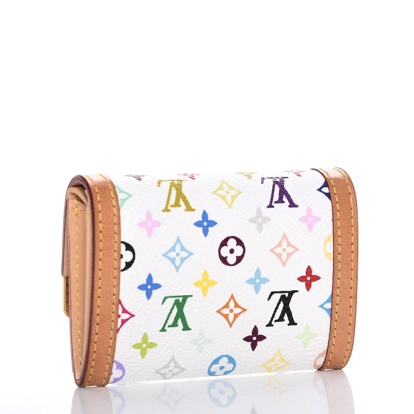Monogram Multicolor Porte-Monnaie Plat Coin Purse White
