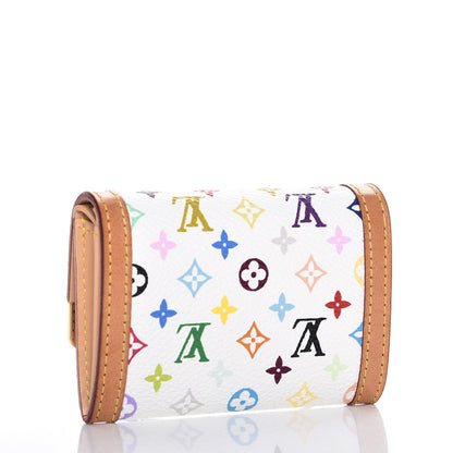 Louis Vuitton Monogram Multicolor Porte-Monnaie Plat Coin Purse White 3 of 8