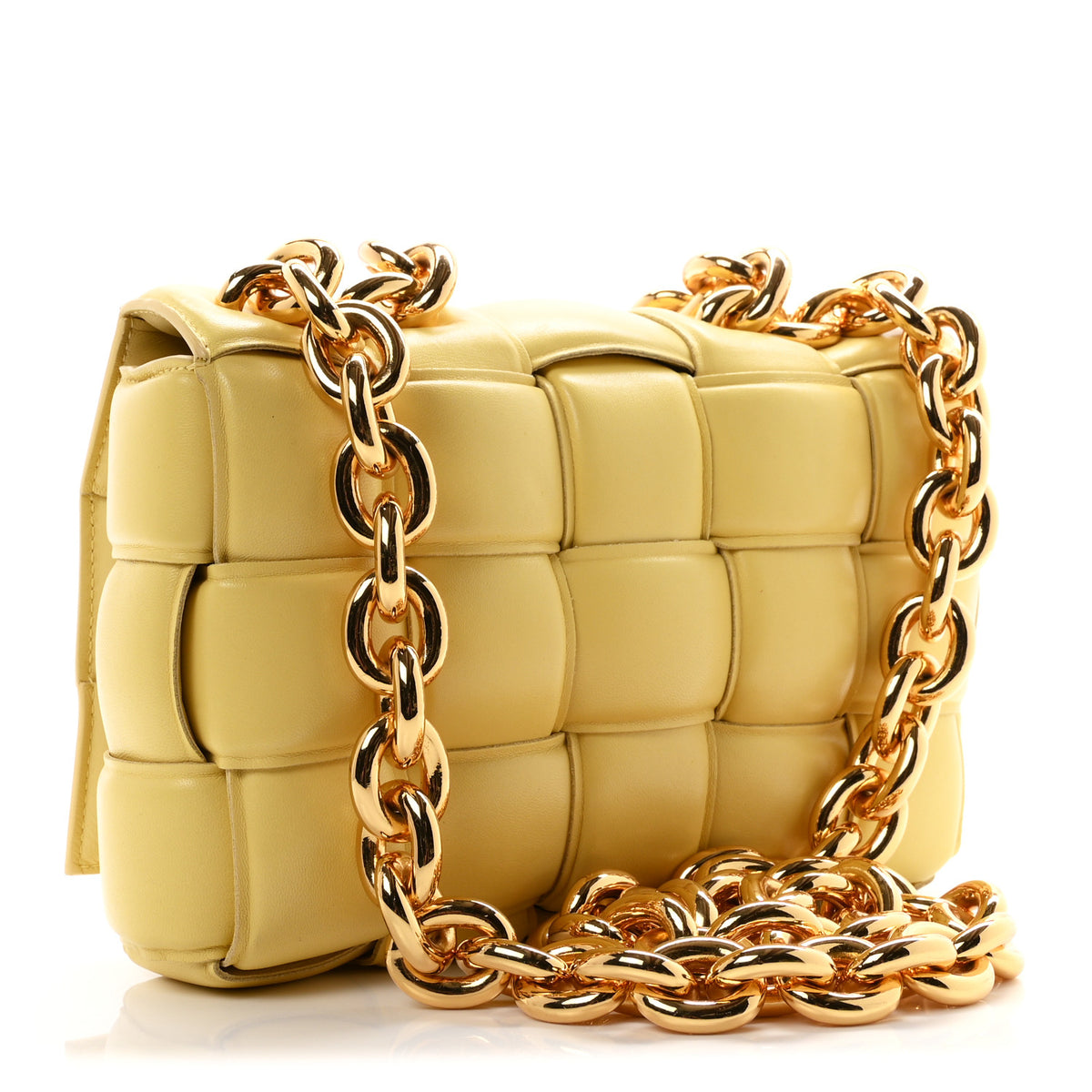 Lambskin Maxi Intreccio Padded Chain Cassette Crossbody Bag Corn