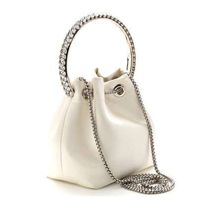 Jimmy Choo Satin Crystal Embellished Bon Bon Bucket Bag White 3 of 12