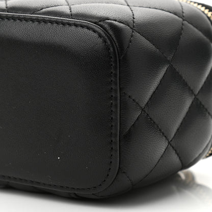 Chanel Lambskin Quilted Mini Pearl Crush Vanity Case With Chain Black 10 of 11