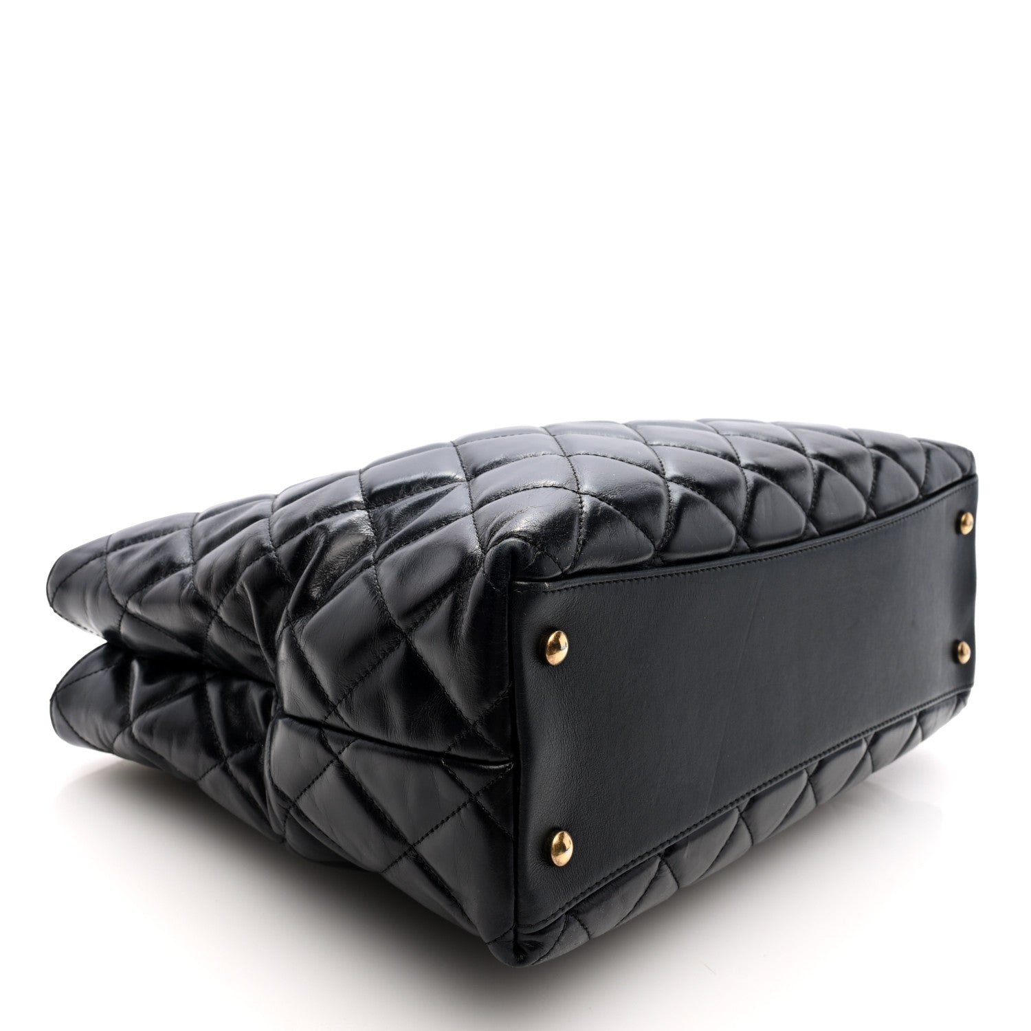 Chanel Glazed Calfskin Quilted Gold Bar Tote Black 4 of 11