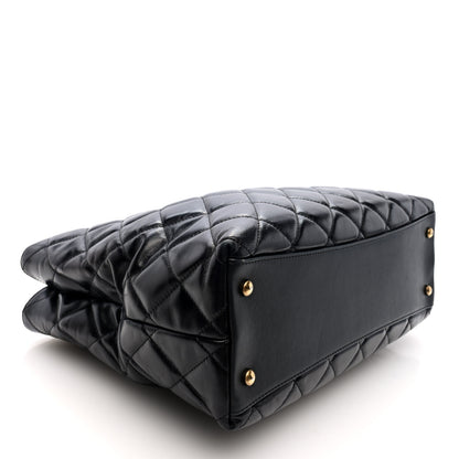 Chanel Glazed Calfskin Quilted Gold Bar Tote Black 4 of 11