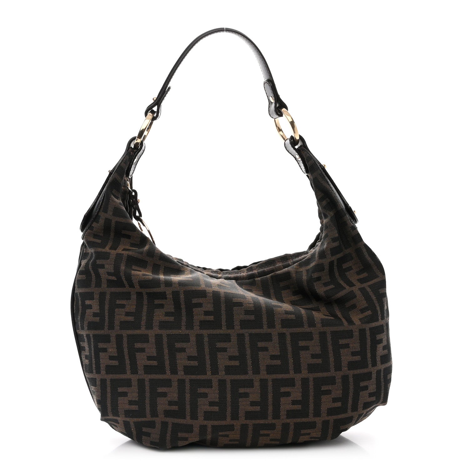 Fendi Zucca Laminated Vachetta Small Chef Hobo Tobacco 1 of 11