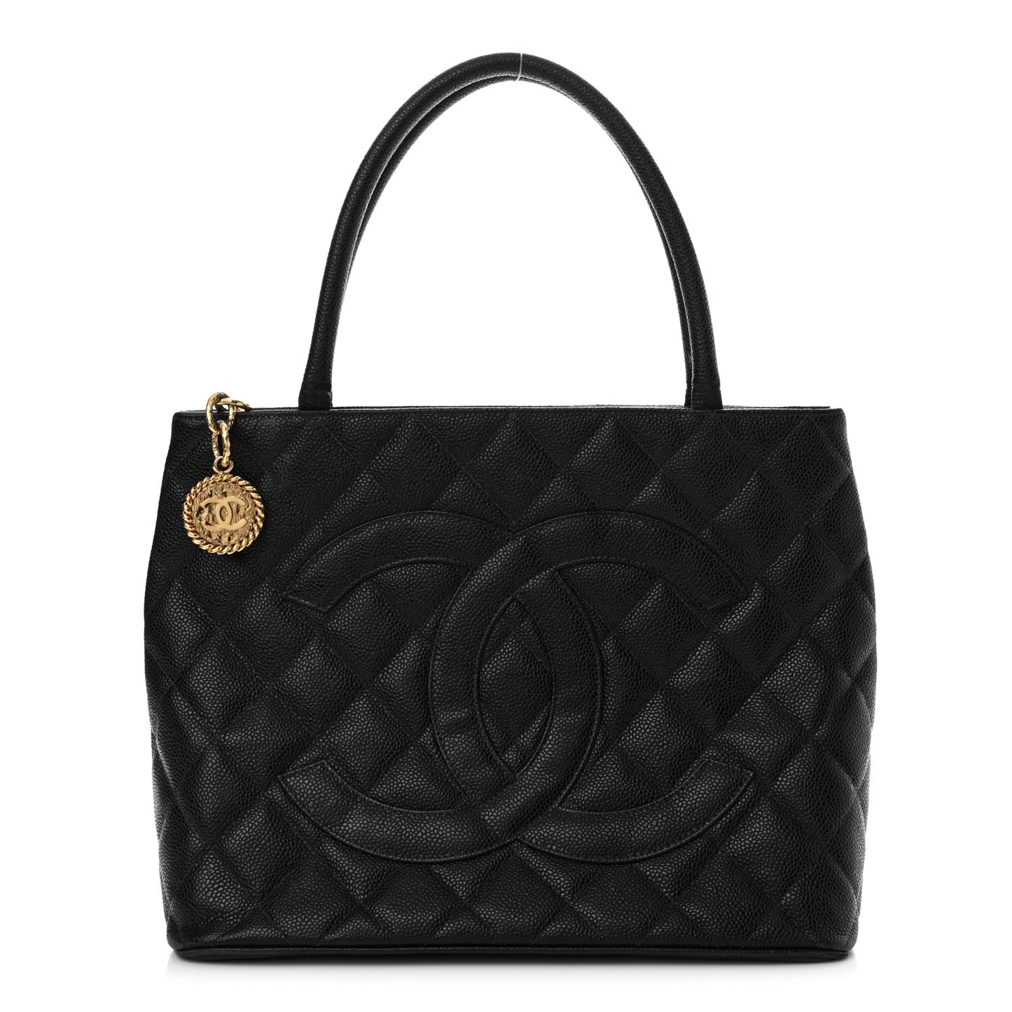 Caviar Quilted Medallion Tote Black