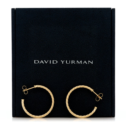 David Yurman 18K Yellow Gold Small Cablespira Hoop Earrings 5 of 5