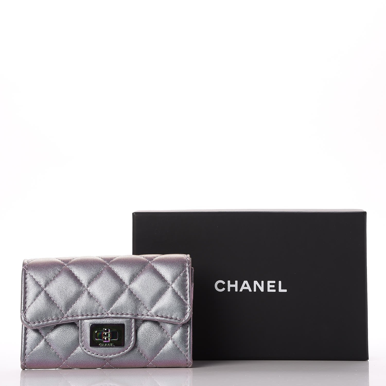 Chanel Iridescent Lambskin Quilted Reissue Flap Card Holder Light Purple 8 of 12