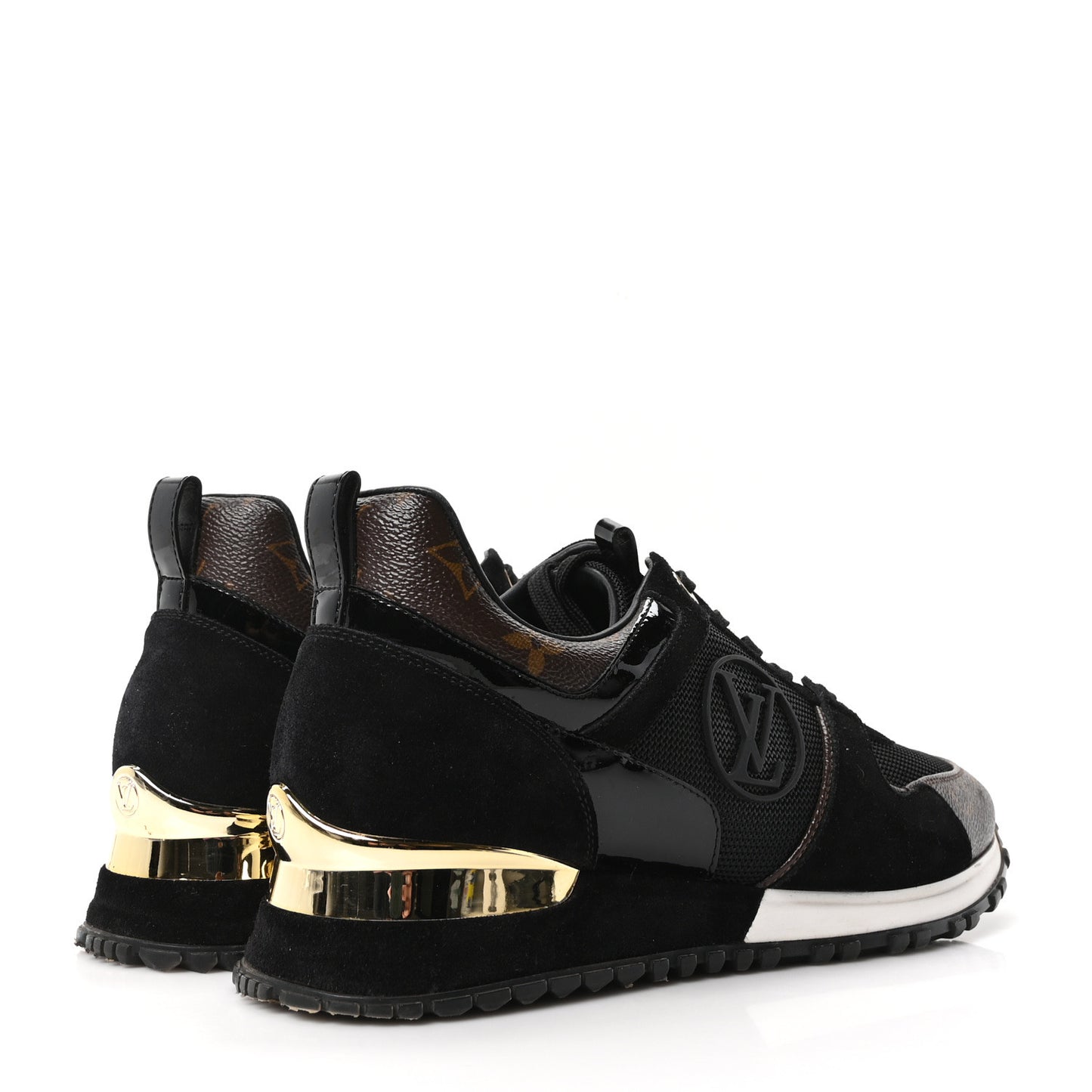 Suede Monogram Run Away Sneakers 38.5 Black