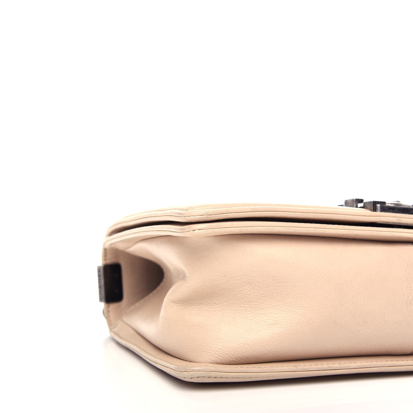 Calfskin Quilted Double Stitch Medium Boy Flap Beige