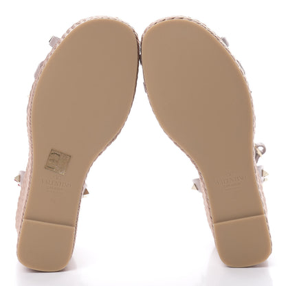 Valentino Garavani Calfskin Rockstud Ankle Strap Torchon Espadrille 25/95mm Wedge Sandals 41 Poudre 5 of 8