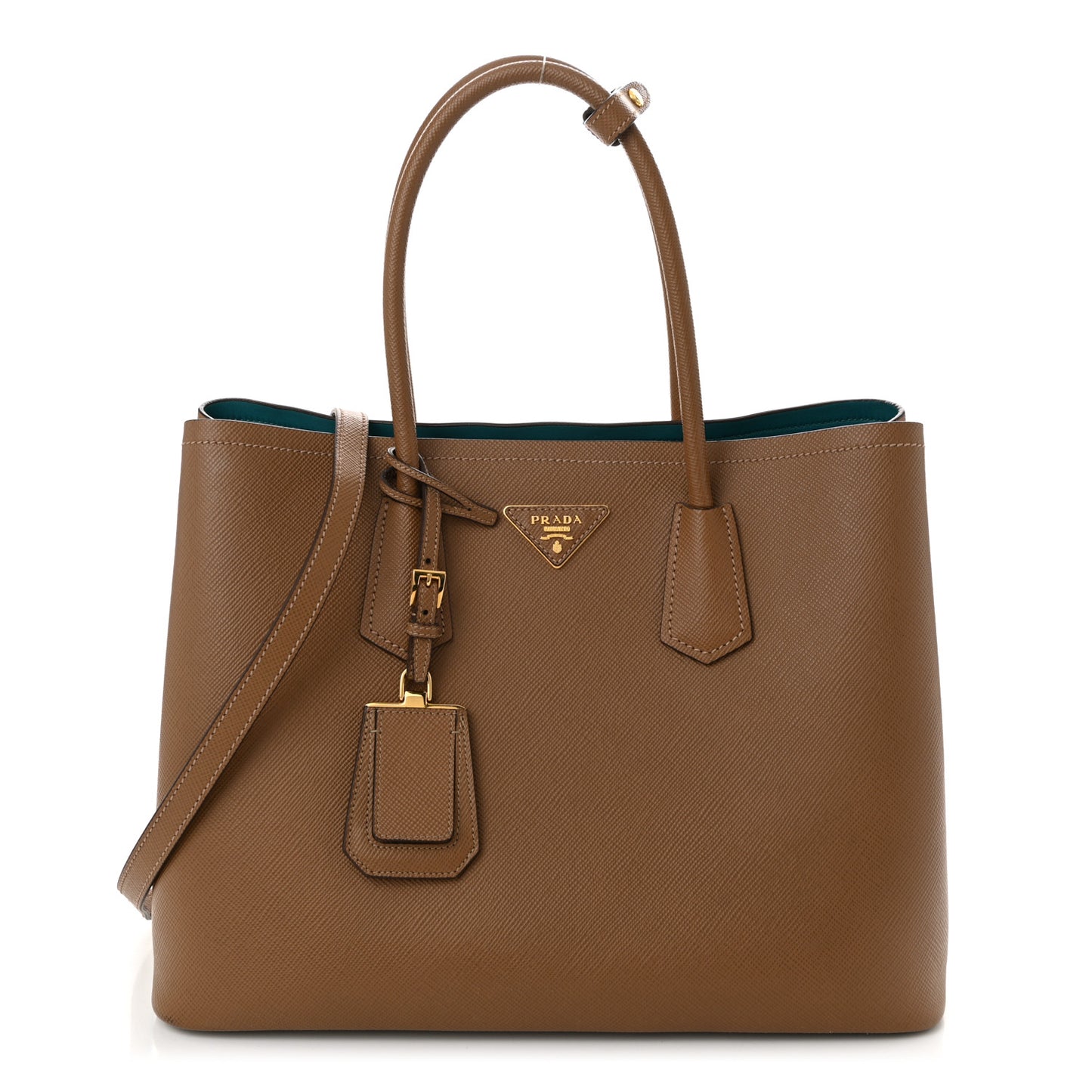 Saffiano Cuir Large Double Bag Cannella Turchese