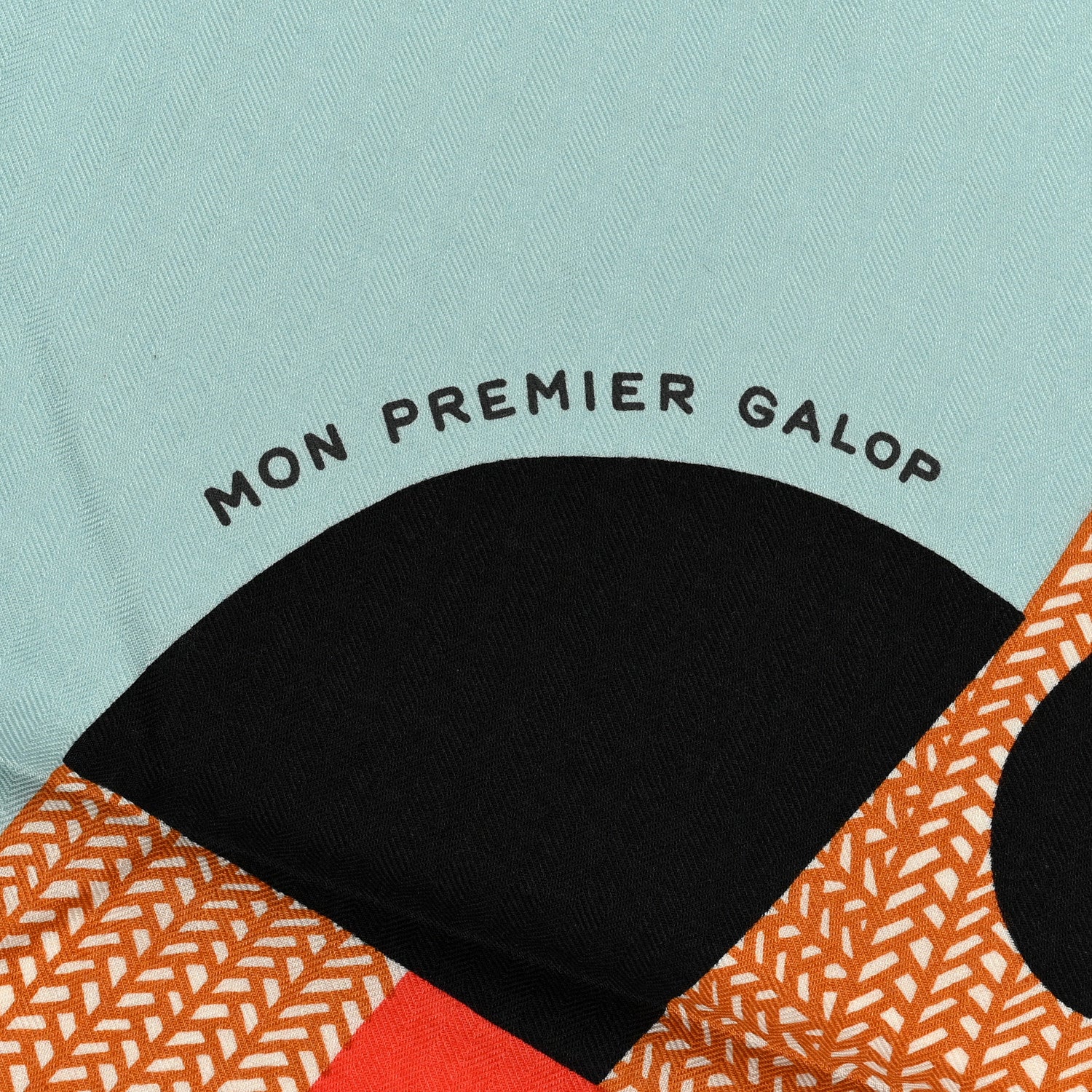 Hermes Cashmere Silk Mon Premier Galop Shawl 140 Bleu Glacier Corail Black 4 of 6