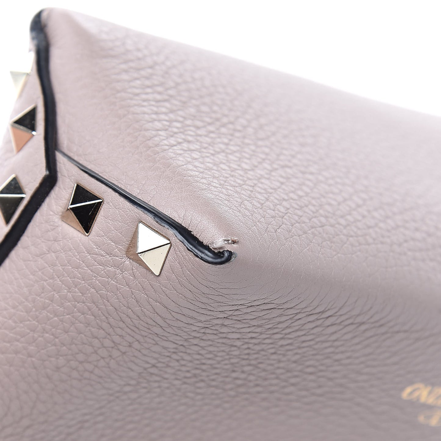Pebbled Calfskin Mini Rockstud Crossbody Bag Poudre