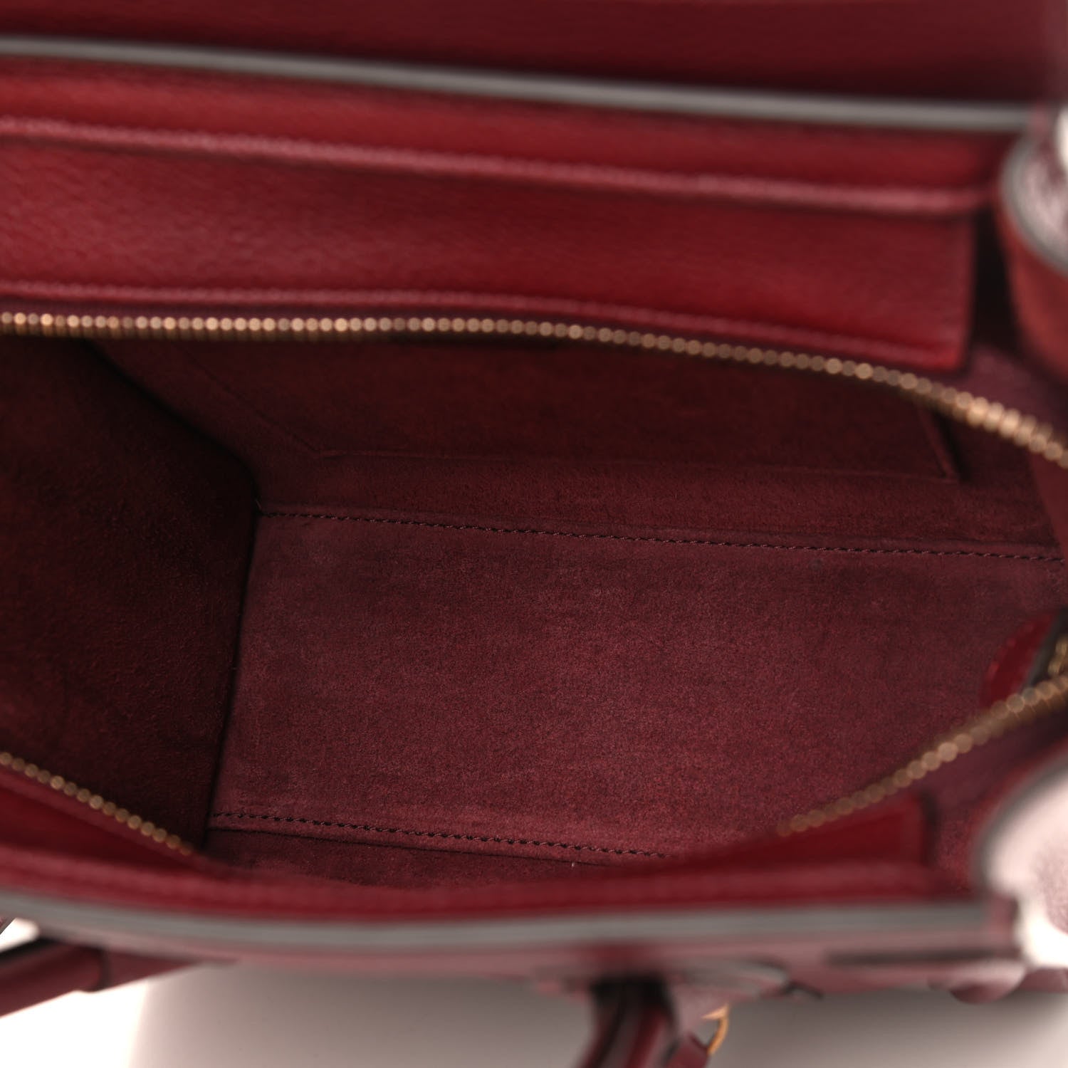 Celine Drummed Calfskin Nano Luggage Burgundy 5 of 10