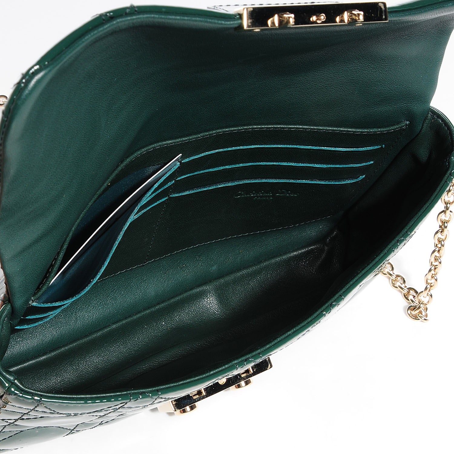 Christian Dior Patent Cannage New Lock Pouch Vert Sapin 5 of 7