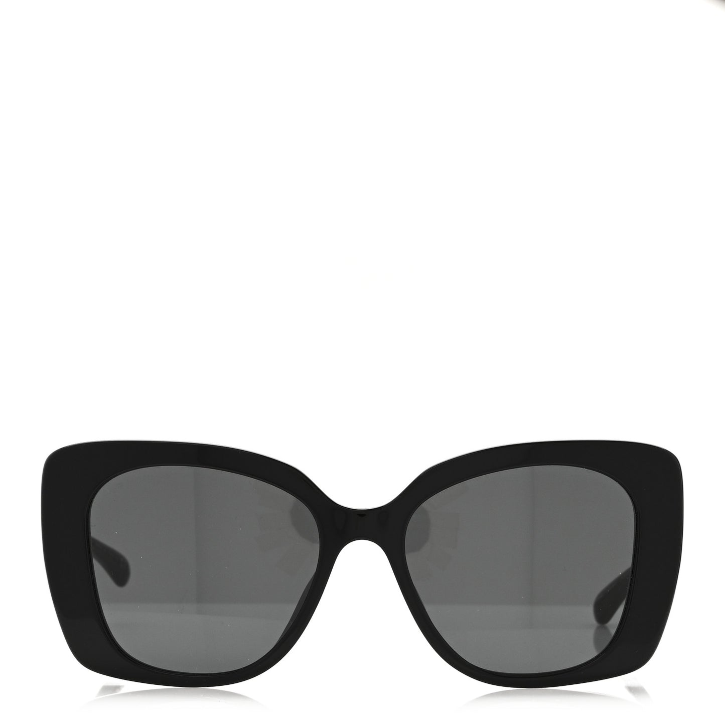 Acetate Strass Square Sunglasses 5422-B-A Black White