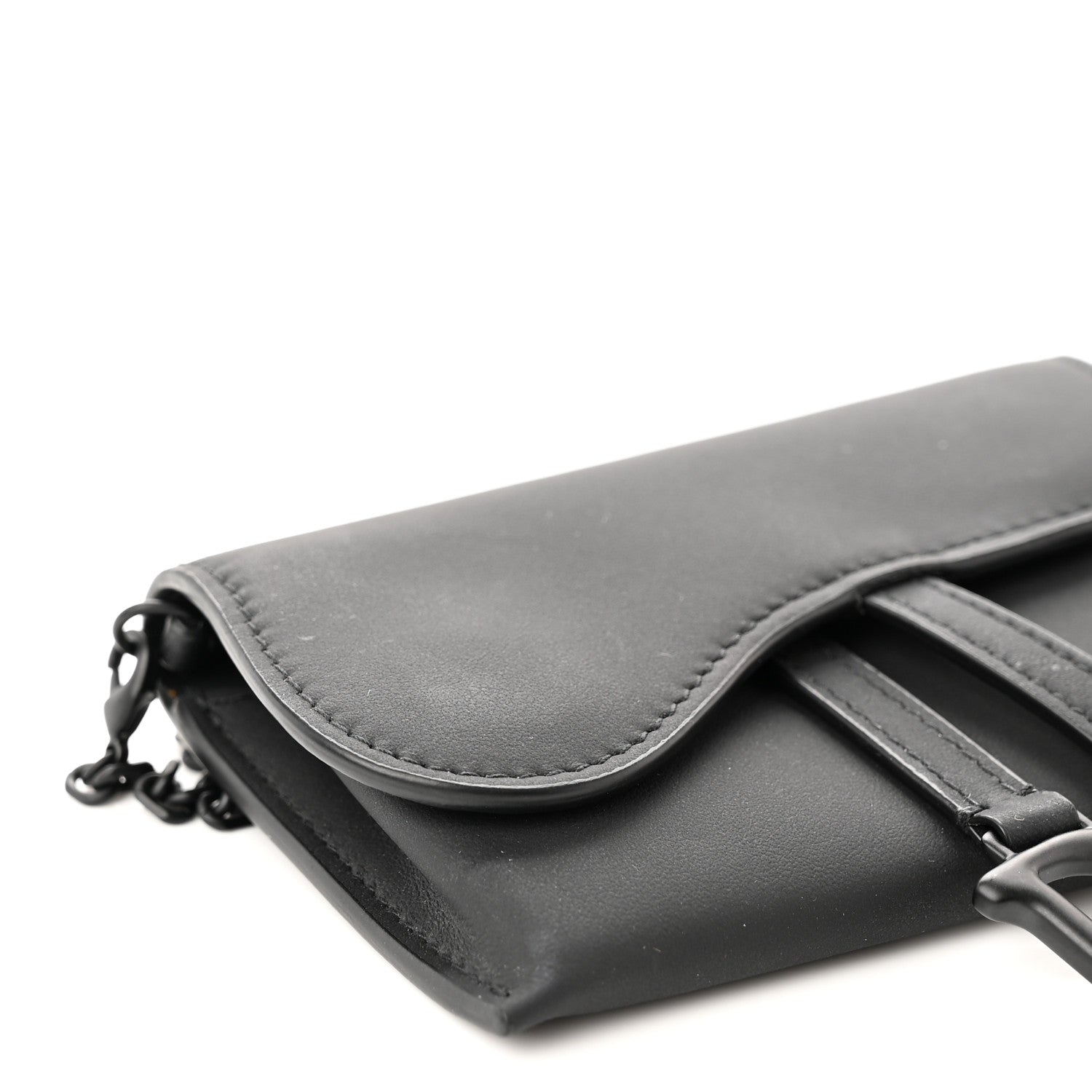 Christian Dior Ultra Matte Calfskin Nano Saddle Chain Pouch Black 7 of 9