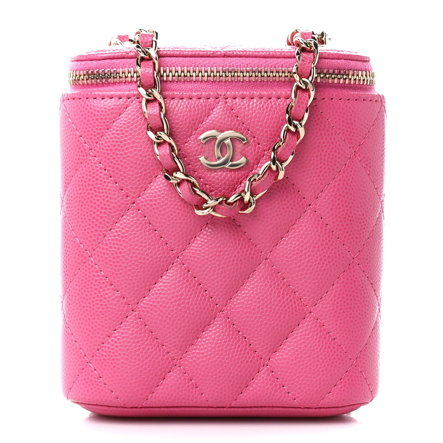 Chanel Caviar Quilted Small Vertical Coco Beauty Vanity Case With Chain Pink 1 of 10