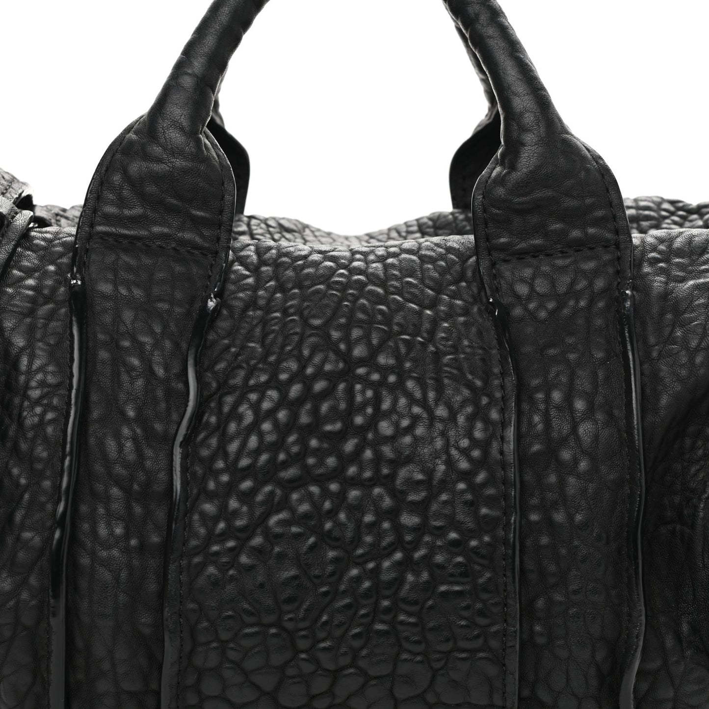 Pebbled Lambskin Inside Out Rocco Black Clear Resin Hardware