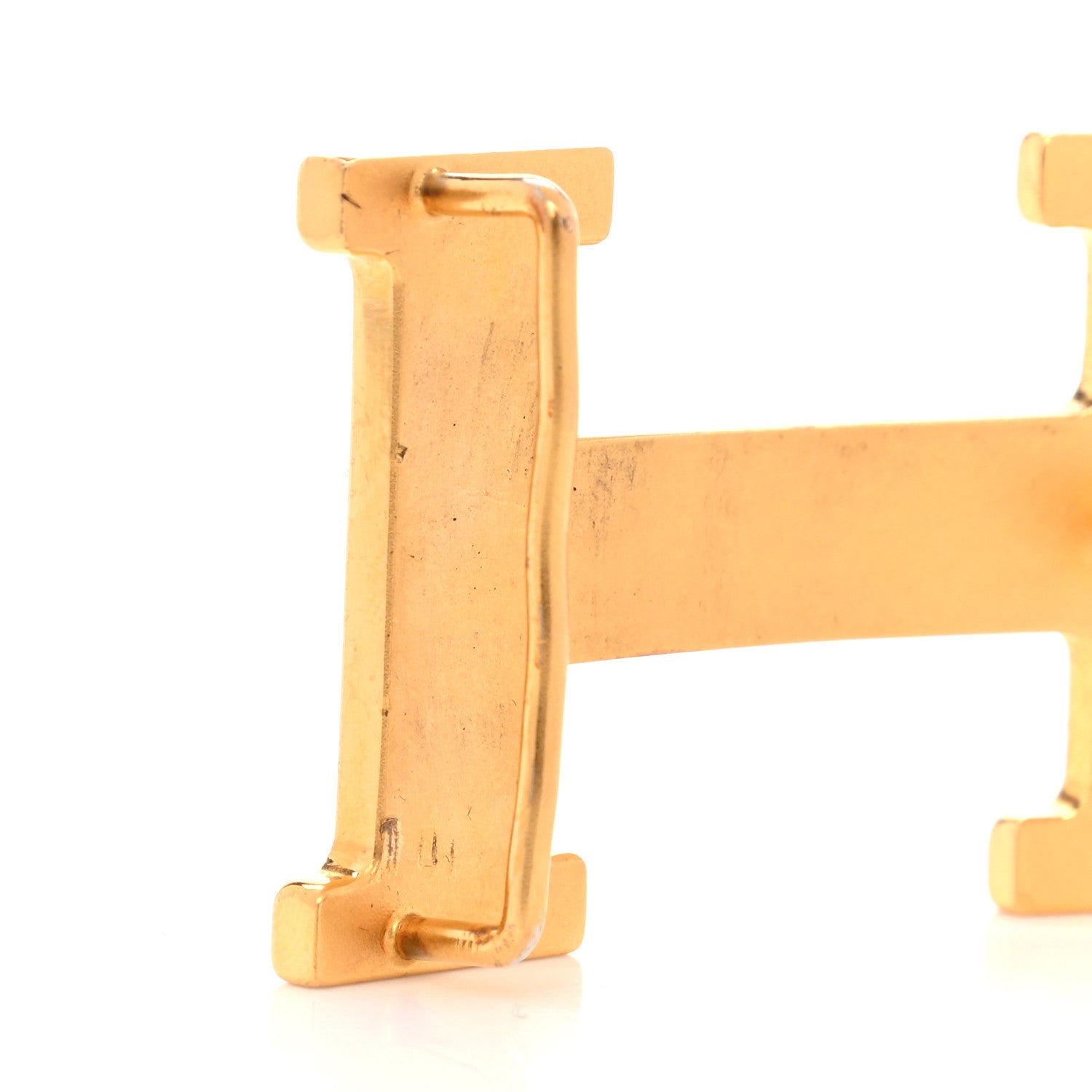 Hermes Brass Gold Plated 32mm Strie H Belt Buckle Gold 4 of 6