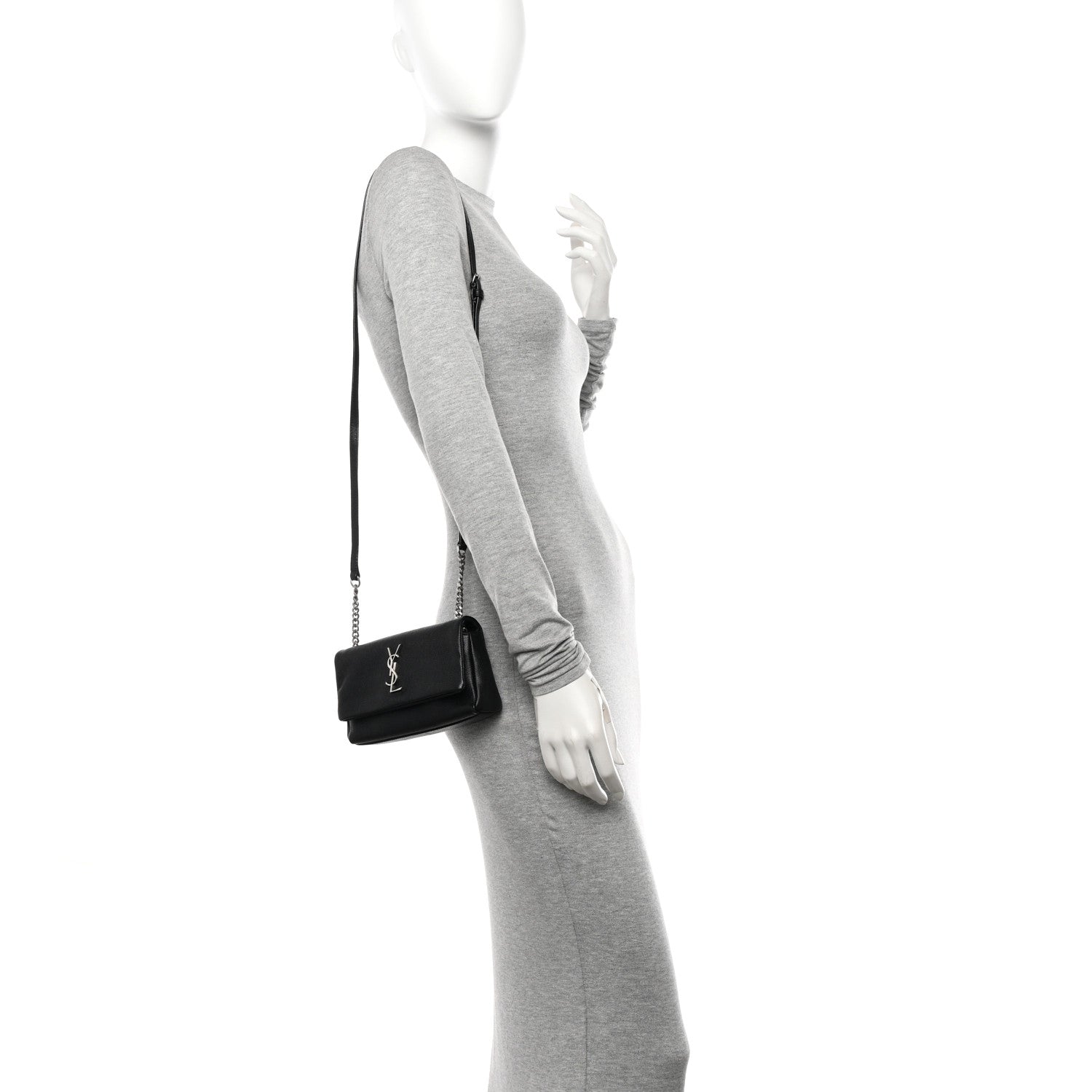 Saint Laurent Grain De Poudre Monogram Toy West Hollywood Fold-Over Bag Black 2 of 9